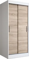 Szafy - MKPOL Szafa przesuwna MODUO COMFORT 90 biała mat/dąb sonoma gładka - miniaturka - grafika 1