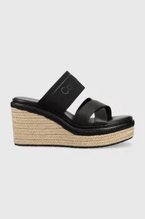 Klapki i japonki damskie - Calvin Klein klapki WEDGE 50HH - HE damskie kolor czarny na koturnie HW0HW01498 - grafika 1