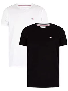Koszulki męskie - Tommy Jeans TJM Slim Fit T-shirt męski z krótkim rękawem, biały/czarny., XXL - grafika 1