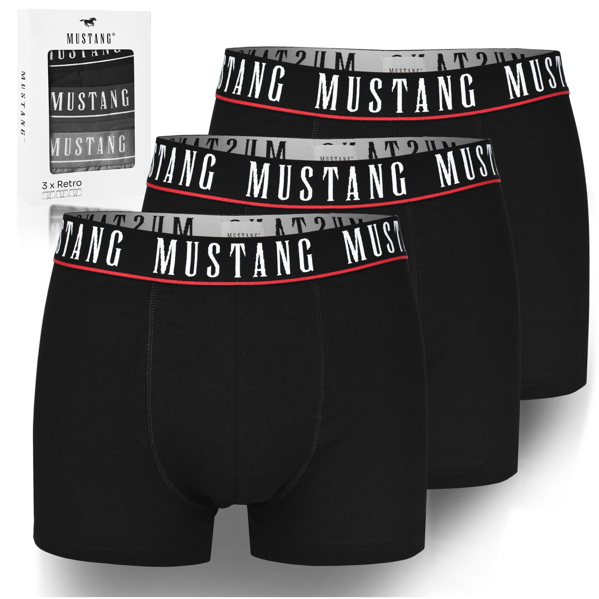 Mustang Bokserki Męskie Bawełniane 3 sztuki 4200 Rozmiar M