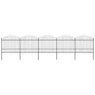 Ogrodzenia - vidaxl Panele ogrodzeniowe z grotami, stal, (1,5-1,75) x 8,5 m, czarne - miniaturka - grafika 1
