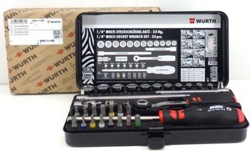 Wurth zestaw kluczy nasadowych wieloprofilowych 1/4″ multi zebra 33 szt.