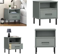 Szafki nocne - vidaXL Stolik nocny OSLO z metalowymi nogami sosna szara - Stolik nocny - Szafki nocne - Szafa - Szafka nocna - miniaturka - grafika 1