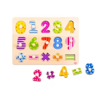Puzzle - Tooky Toy TOOKY TOY Drewniane Puzzle Nauka Liczenia Układanka Z Pinezkami Cyferki TY851 - miniaturka - grafika 1