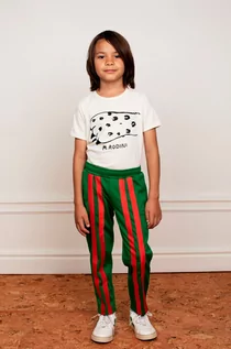 Spodnie damskie - Mini Rodini spodnie dresowe dziecięce kolor zielony z aplikacją - grafika 1