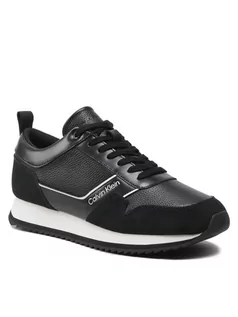 Sneakersy męskie - Calvin Klein Sneakersy Low Top Lace Up Lth HM0HM01017 Czarny - grafika 1