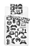 Pościel dla dzieci - Pościel bawełniana 140x200 Game Over 3633 A konsole do gry biała czarna pady młodzieżowa 0265 dla gracza Holland Collection - miniaturka - grafika 1