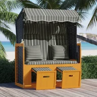 Meble ogrodowe - Kosz plażowy z poduszkami, rattan PE i drewno, czarno-szary - miniaturka - grafika 1