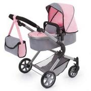 Wózki dla lalek - Bayer Design wózek dla lalek różowy/szary - miniaturka - grafika 1