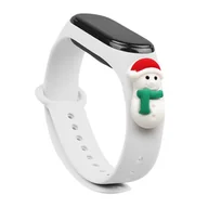 Akcesoria do smartwatchy - Strap Xmas opaska do Xiaomi Mi Band 6 / Mi Band 5 świąteczny silikonowy pasek bransoletka biały (bałwanek 1) - miniaturka - grafika 1