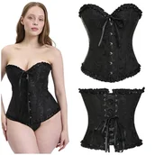 Odzież ciążowa - Gorset Wyszczuplający Koronka Czarny Gotycki L - miniaturka - grafika 1