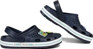 Buty dla dziewczynek - Coqui Chodaki sandały klapki dla dzieci Coqui Lindo granatowo-białe 6423-415-2132 24-25 - miniaturka - grafika 1