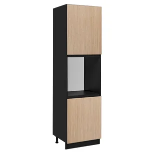 Szafka kuchenna stojąca wysoka Roma 60 cm kolor jodełka/czarny - Szafki kuchenne - miniaturka - grafika 1