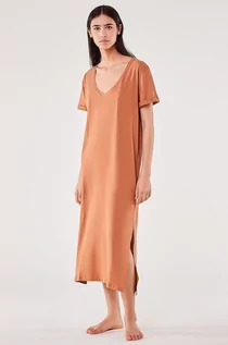 Piżamy damskie - Etam Etam koszula piżamowa damska kolor pomarańczowy - grafika 1