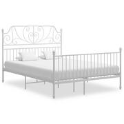 Łóżka - vidaXL Lumarko Rama łóżka, biała, metal i sklejka, 140 x 200 cm 324851 - miniaturka - grafika 1
