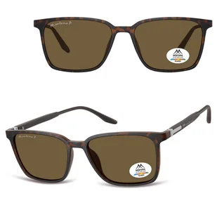 Panterkowe prostokątne okulary przeciwsłoneczne z polaryzacją z flexami MP186C - Okulary korekcyjne, oprawki, szkła - miniaturka - grafika 1