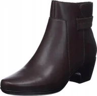 Botki damskie - CLARKS BOTKI SKÓRZANE BRĄZOWE NA ZAMEK 38 ŻND - miniaturka - grafika 1