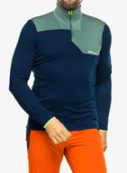 Bluzy sportowe męskie - Bluza termiczna męska Ortovox Fleece Light Zip Neck - deep ocean - miniaturka - grafika 1