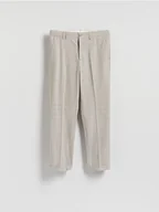 Spodnie męskie - Reserved - Spodnie slim fit w kratę - beżowy - miniaturka - grafika 1