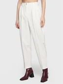 Spodnie damskie - Tommy Hilfiger Spodnie materiałowe WW0WW37287 Biały Tapered Fit - miniaturka - grafika 1