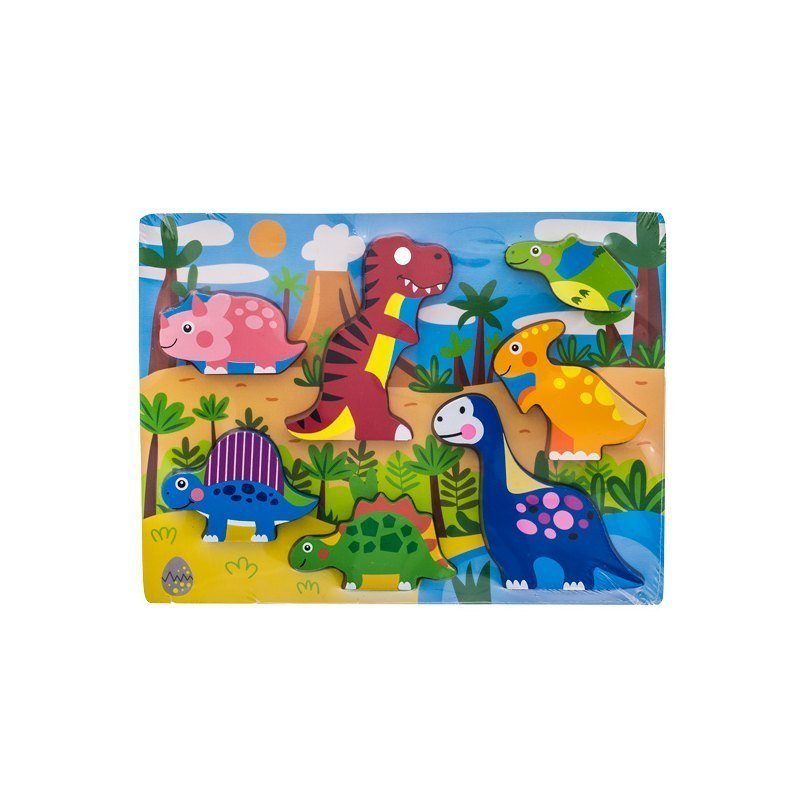 DREWNIANE PUZZLE DINO DLA DZIECI