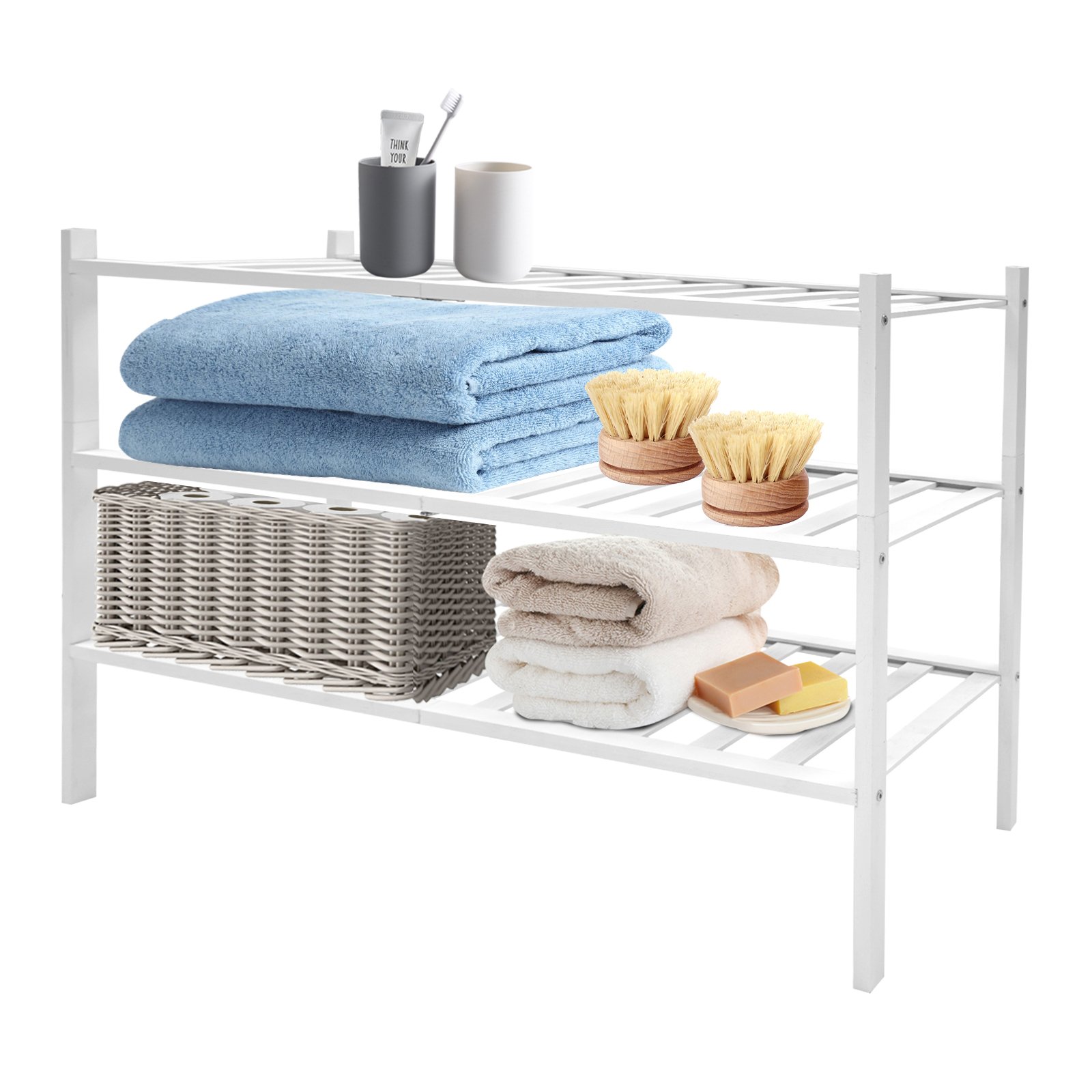 Stojak do przechowywania 3-poziomowy wolnostojący stojak na buty 68,6 * 28 * 50 cm Biały