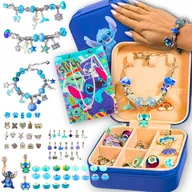 Prace ręczne dla dzieci - DUŻY ZESTAW 2x LILO I STITCH – 72 ELEMENTY DO ROBIENIA BRANSOLETEK KORALIKI - miniaturka - grafika 1