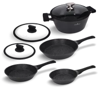 Zestawy garnków i patelni - Zestaw garnka patelni i pokrywek 7 el. Black Stone Zwieger - miniaturka - grafika 1