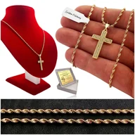 Biżuteria dla dzieci - ZŁOTY ŁAŃCUSZEK+KRZYŻYK 18K PREZENT NA KOMUNIĘ, CHRZEST BIERZMOWANIE+GRAWER - miniaturka - grafika 1