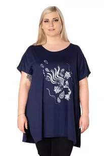 Duża Długa Bluzka Damska Tunika Oversize 645-11 - Bluzki damskie - miniaturka - grafika 1