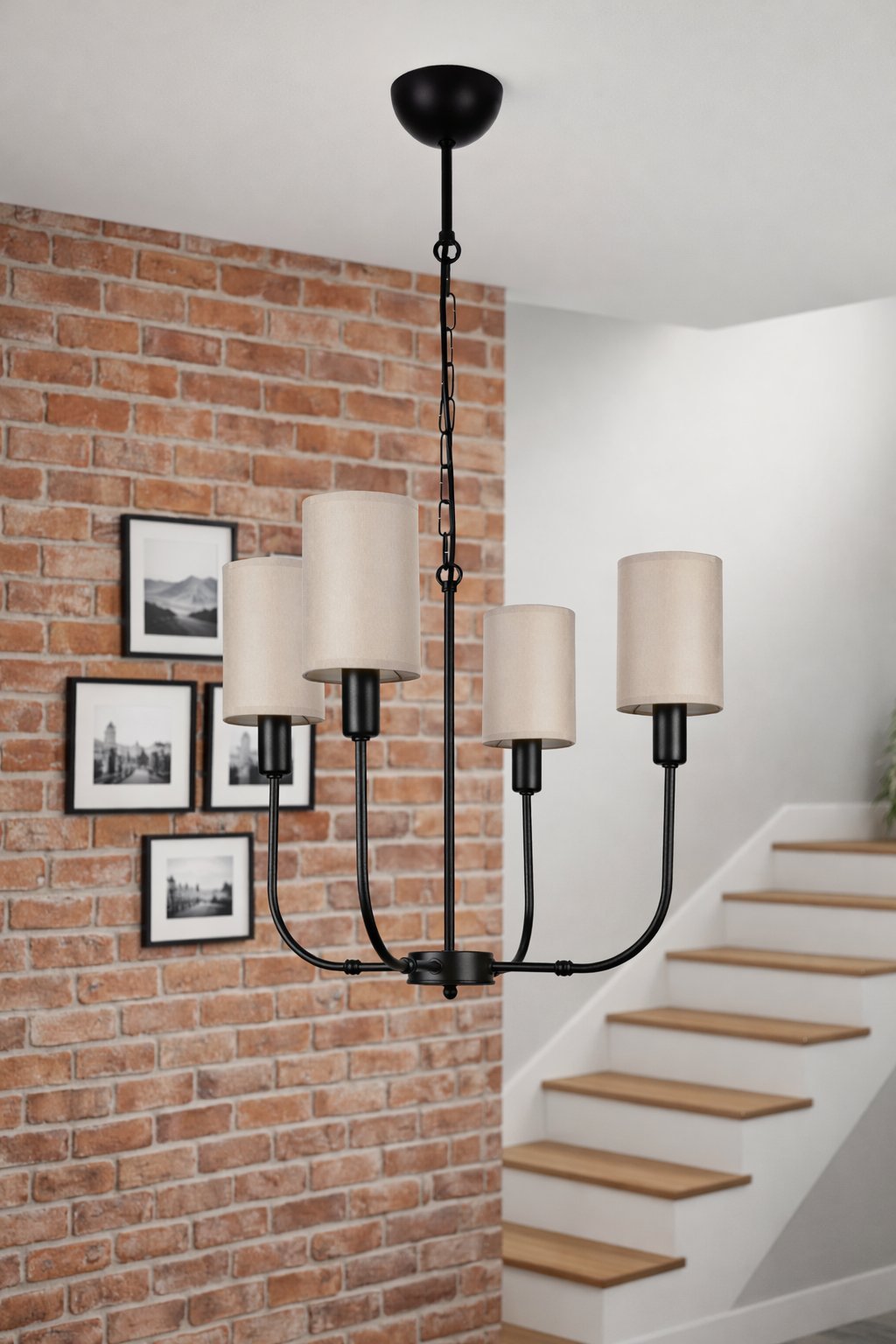 Lampa wisząca BRISA 4 czarna, z abażurami materiałowymi