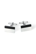 Spinki do mankietów i krawatów - Spinki Srebrne z Czarnym Wypełnieniem - miniaturka - grafika 1