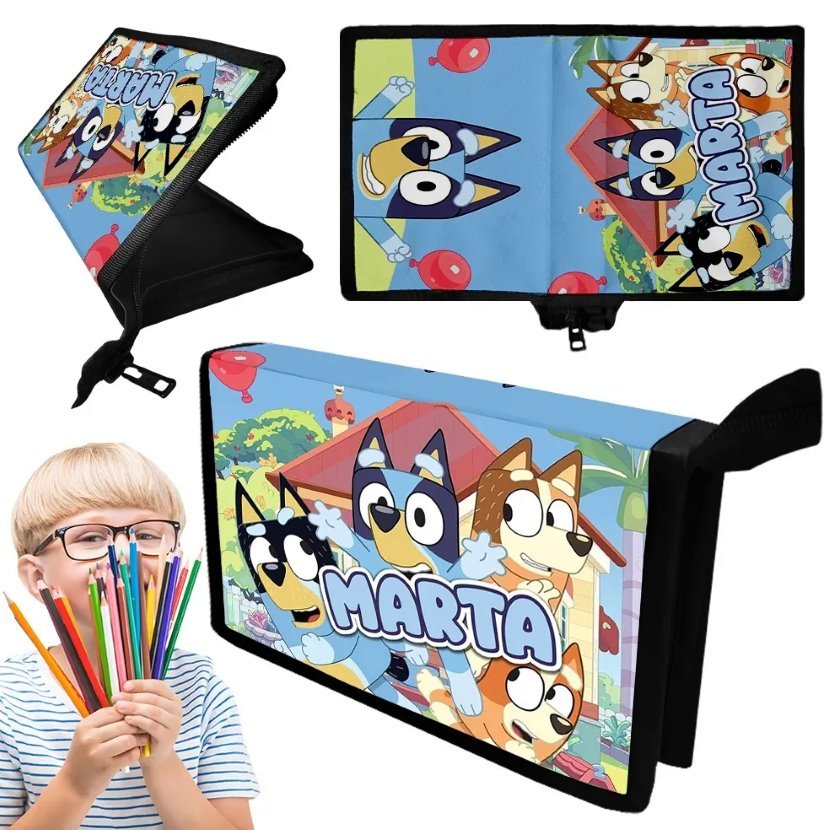 Piórnik BLUEY Jednokomorowy z Personalizowanym Nadrukiem - Imię, Szkoła
