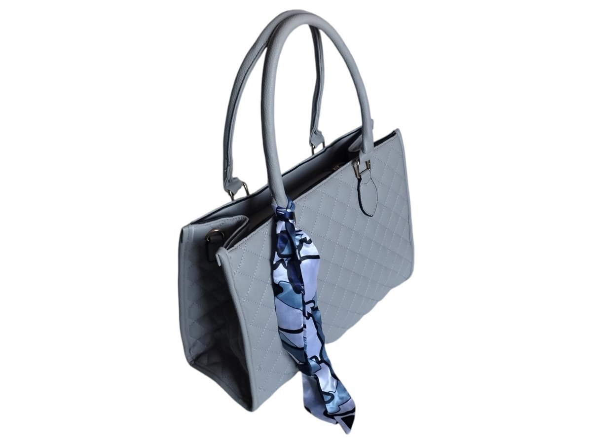 Torba Shopper Pikowana Torebka Damska Listonoszka Miejska, Szary