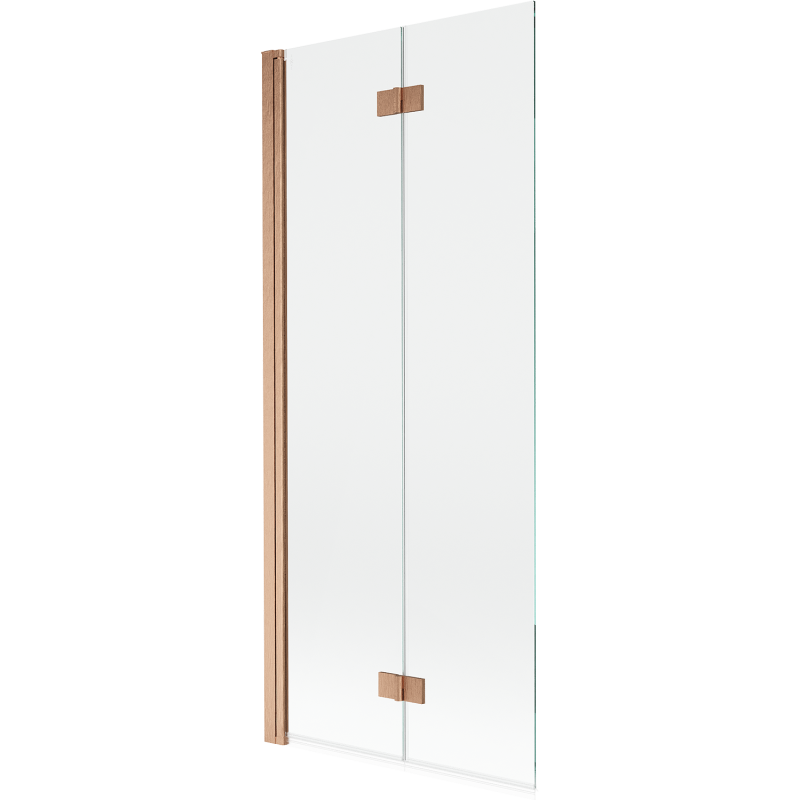 Mexen Mist parawan nawannowy 2-skrzydłowy lewy 80 x 150 cm, transparent, miedź szczotkowana - 8A9-080-002-65-00-L