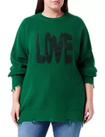 Swetry damskie - True Religion Damski sweter Destroyed Oversized Love Pullover, zielony, standardowy - miniaturka - grafika 1
