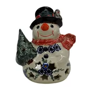 Ozdoby bożonarodzeniowe - Ceramiczny bałwan mały Ceramika Bolesławiec - miniaturka - grafika 1