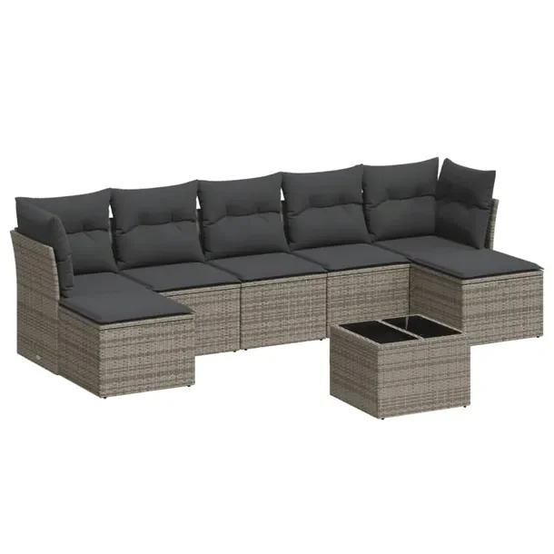 Zestaw mebli ogrodowych modułowych szary rattan PE 289 x 117 x 69 cm