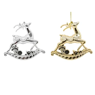 Zawieszka plastikowa renifer 10 cm srebrny / złoty - Ozdoby bożonarodzeniowe - miniaturka - grafika 1