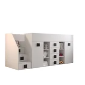 Łóżka dla dzieci i młodzieży - Abiks Łóżko piętrowe Antresola TOLEDO 3 L biały + biały + czarny - miniaturka - grafika 1