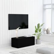 Szafki RTV - vidaXL Szafka pod TV, czarna, 80x34x30 cm, płyta wiórowa - miniaturka - grafika 1