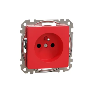 Schneider Gniazdo z/u pojedyncze z przesłonami SEDNA Design & Elements czerwone - Gniazdka elektryczne - miniaturka - grafika 1