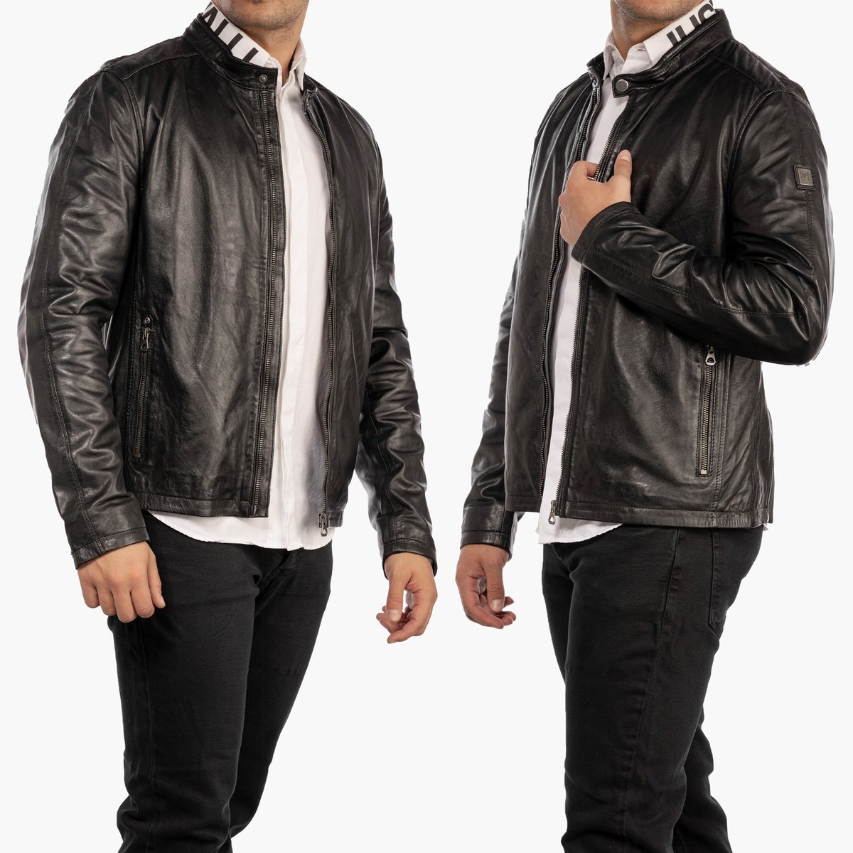 Kurtka Męska z Owczej Skóry GIPSY Skóra na stójce Czarna 1201-0662 Czarny XXL