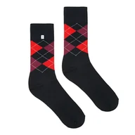 Skarpetki męskie - Czarne męskie skarpetki w czerwone romby - miniaturka - grafika 1