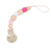Smoczki uspokajające - Bo Jungle łańcuszek na smoczek B PACIFIER WOOD Pink - miniaturka - grafika 1