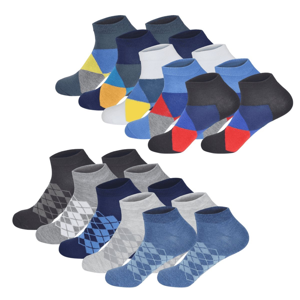 10 par Stopki bawełniane rozmiar 35/40 kolorowe i eleganckie ROMBY zestaw UNISEX