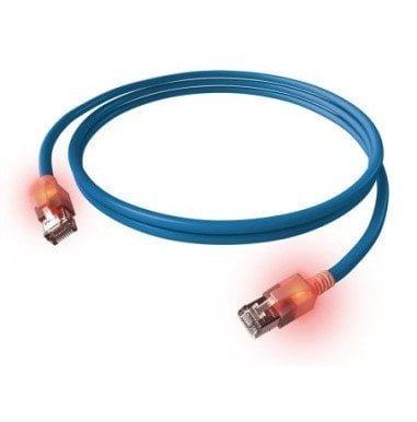 Kabel krosowy EasyLan S/FTP DualBoot LED Cat.6A, RJ45 / RJ45, LSOH, niebieski, 1,5 m