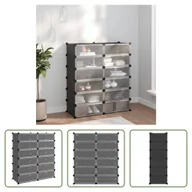 Szafki na buty - The Living Store Stojak na buty czarny 94,5x36,5x106 cm PP - miniaturka - grafika 1