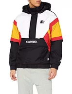 Kurtki męskie - Starter Black Label Męska kurtka męska Color Block Half Zip Retro kurtka przeciwwiatrowa, w 4 różnych kolorach, rozmiar S do XXL, Black/Wht/Starter Red/Golden, M - miniaturka - grafika 1