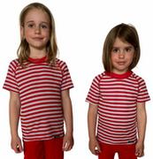 Odzież sportowa dziecięca - COOL kolorowy T-shirt dziecięca .120 .czerwono-białe paski - miniaturka - grafika 1